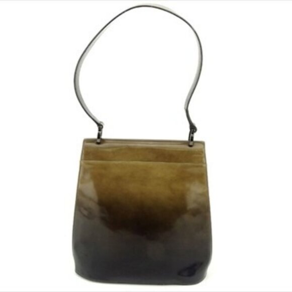 Salvatore Ferragamo Shoulder bag Brown Beige Enamel leather Authentic Used F1460 - Picture 2 of 11